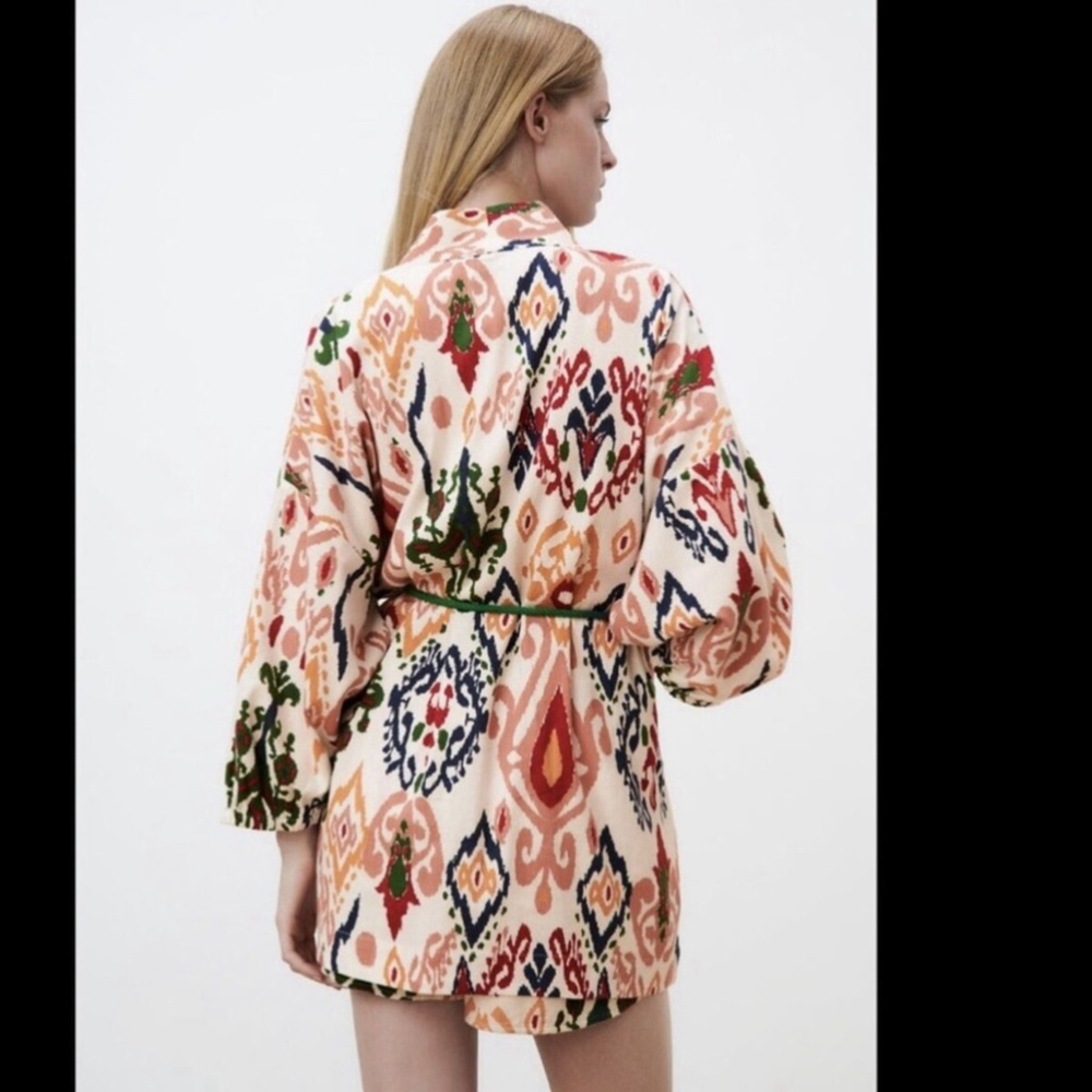 Zara Multicolour Tribal Print Minoi Kimono Size Small - Picture 3 of 11